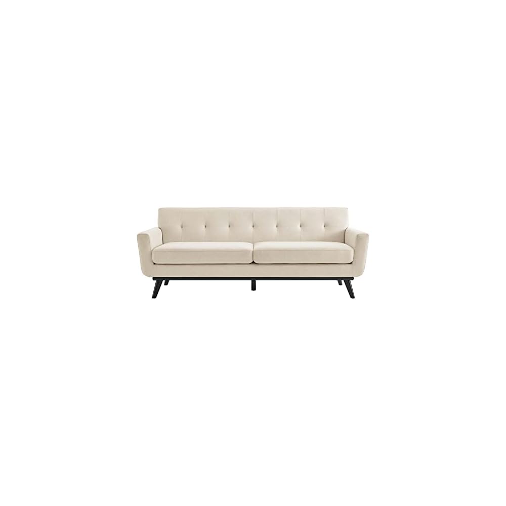 Engage Modern Tufted Back Textured Fabric Sofa in Beige