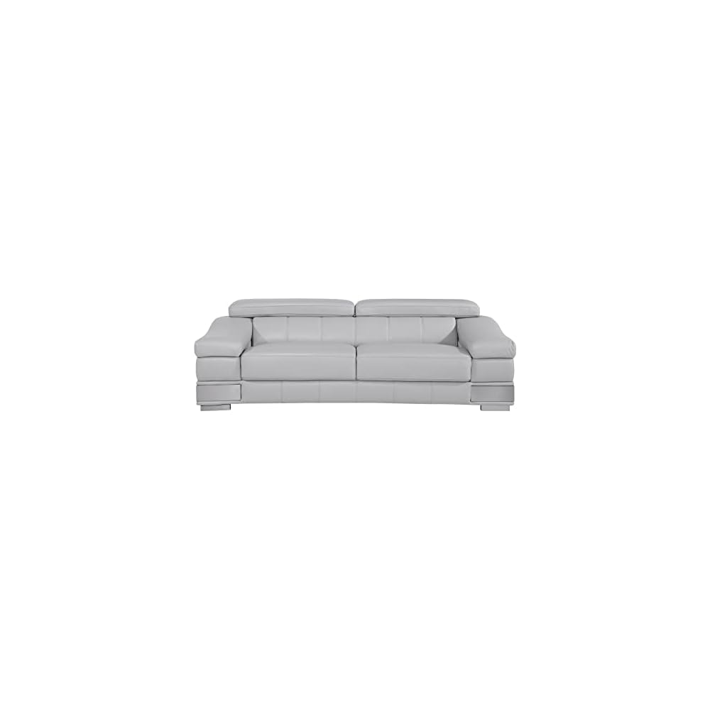 Salerno Modern Contemporary Top Grain Italian Leather Living Room Sofa, Rhino Gray