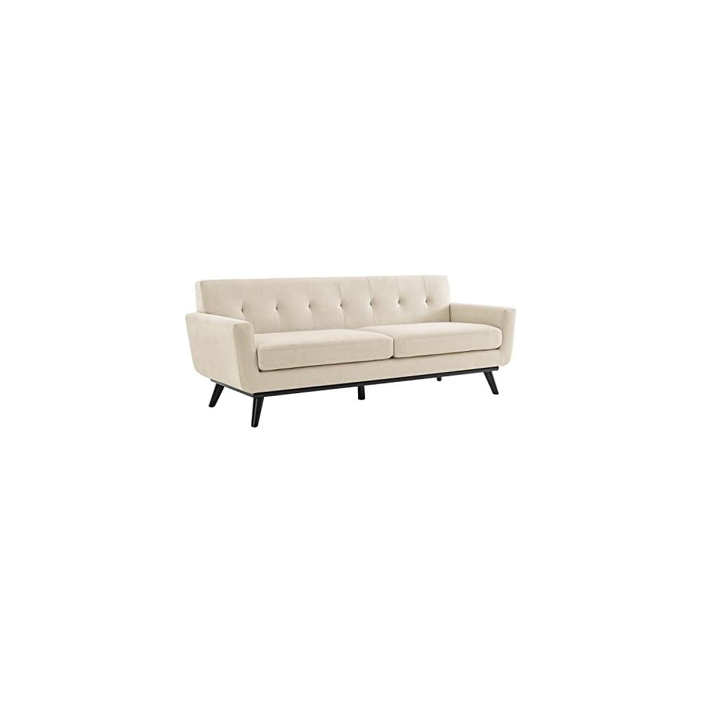 Engage Modern Tufted Back Textured Fabric Sofa in Beige