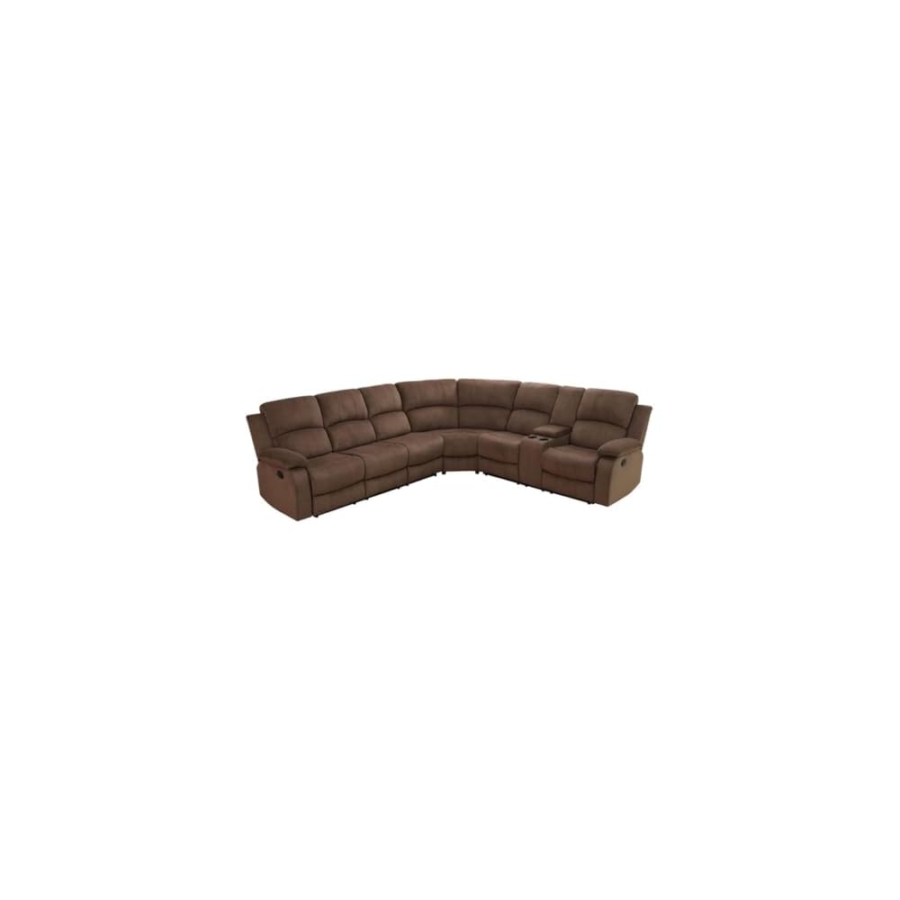 Reclining Sectional Sofa Set, L Shaped Recliner Couch with Cup Holder and Storage Console for Home Theater & Living Room, Brown