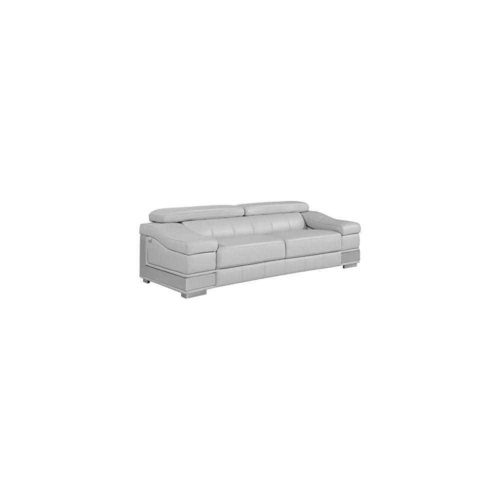 Salerno Modern Contemporary Top Grain Italian Leather Living Room Sofa, Rhino Gray