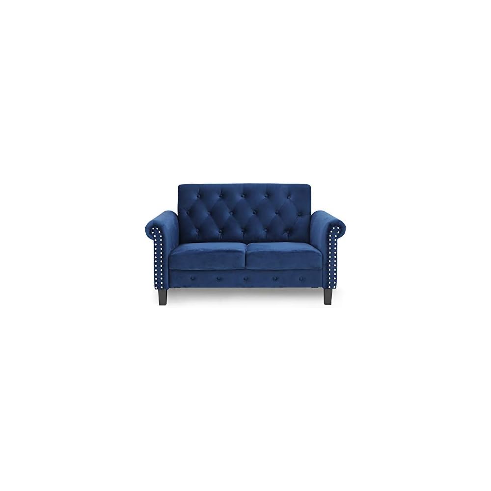 Bastia 2-Seater Loveseat Sofa, 54" Wide, Navy Velvet