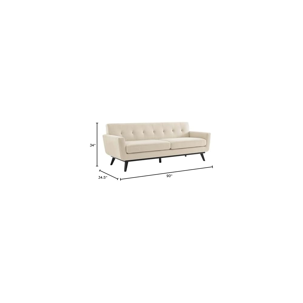Engage Modern Tufted Back Textured Fabric Sofa in Beige