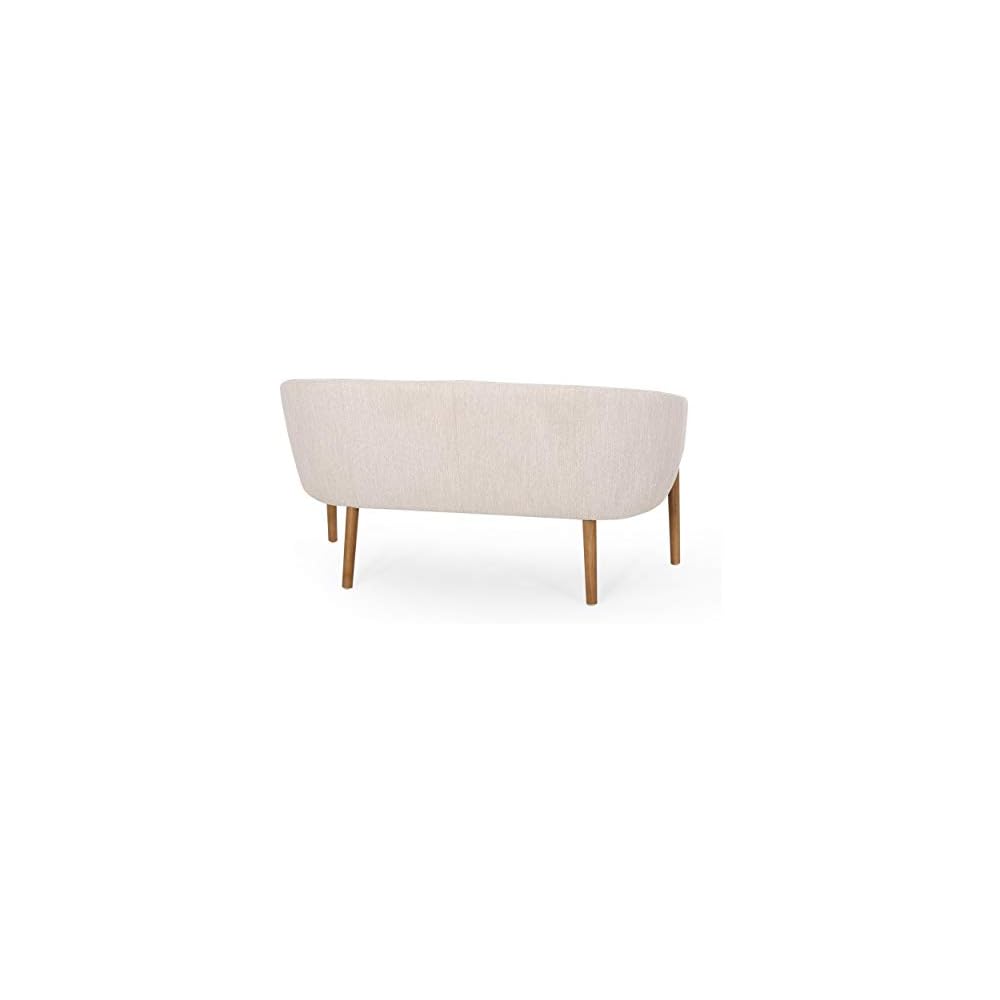 Great Deal Furniture Noble House Galena Mid-Century Fabric Loveseat in Beige