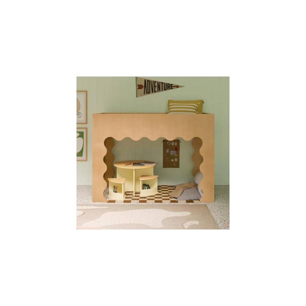 Kids Lido Wave Convertible Low Loft Twin Bed in Honey