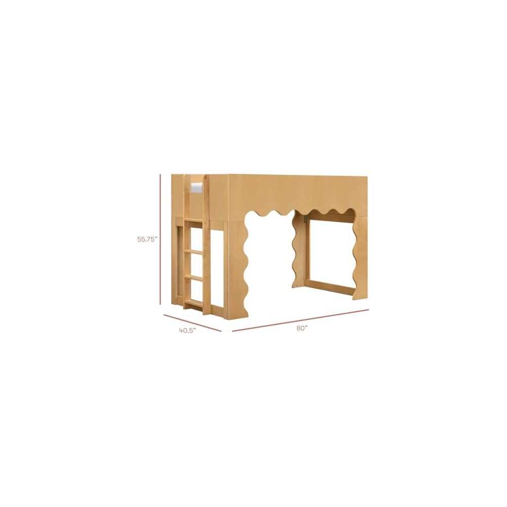 Kids Lido Wave Convertible Low Loft Twin Bed in Honey