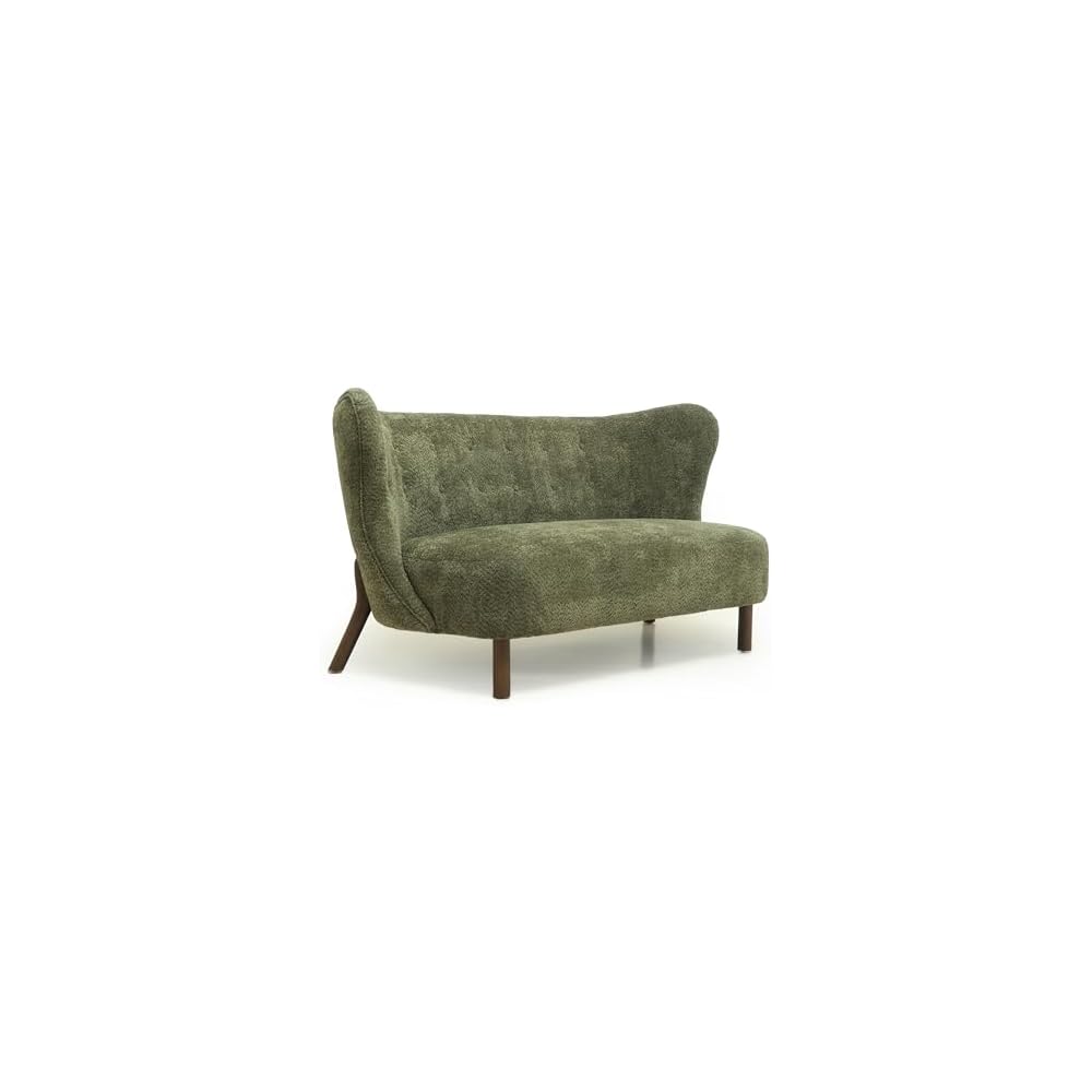57" Chenille Futon Sofa Loveseat, Nordic Cloud Couch Love Seat with Curved Backrest, Comfy 2 Seater Accent Sofas Chair for Living Study Leisure Room, Easy Assembly, Green