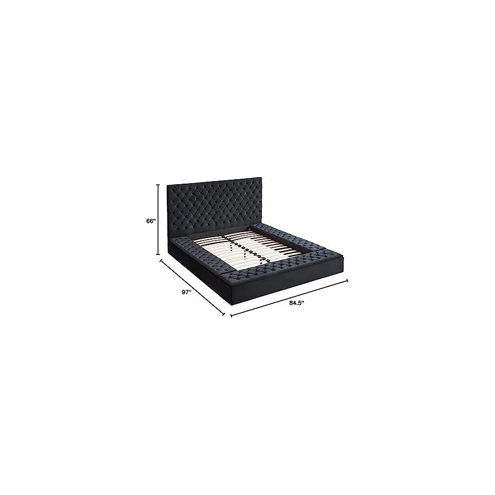 Cosmopolitan Velvet Upholstered Platform Queen Bed in Black