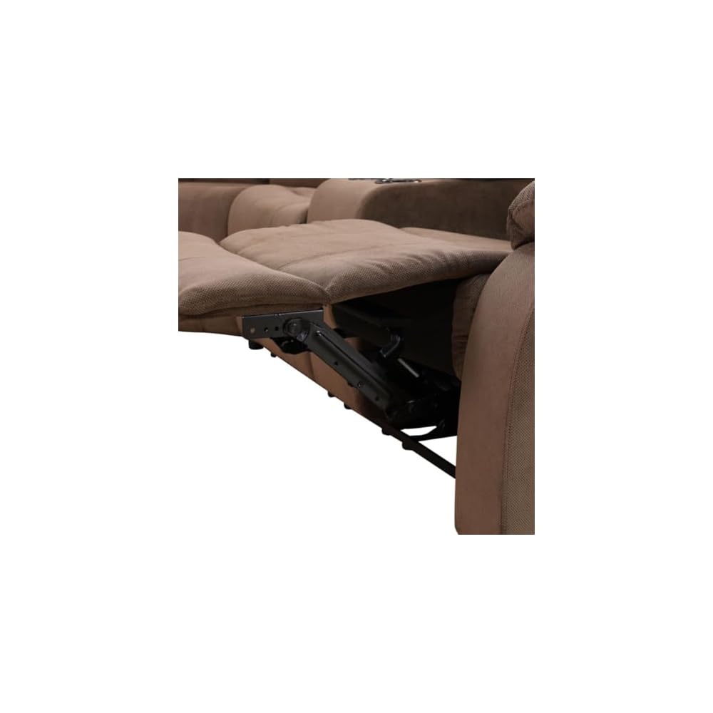 Reclining Sectional Sofa Set, L Shaped Recliner Couch with Cup Holder and Storage Console for Home Theater & Living Room, Brown