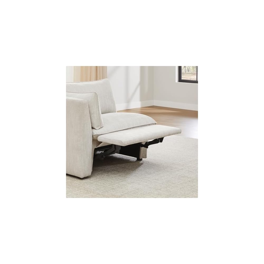 Power Sectional Down Filled Corner Sofa, Comfty Feather V Shape Power Modular, FSC Certified Modern Cloud Couch with Electric Footrests, 107 inch Width,5 Seat Sofa, Snow