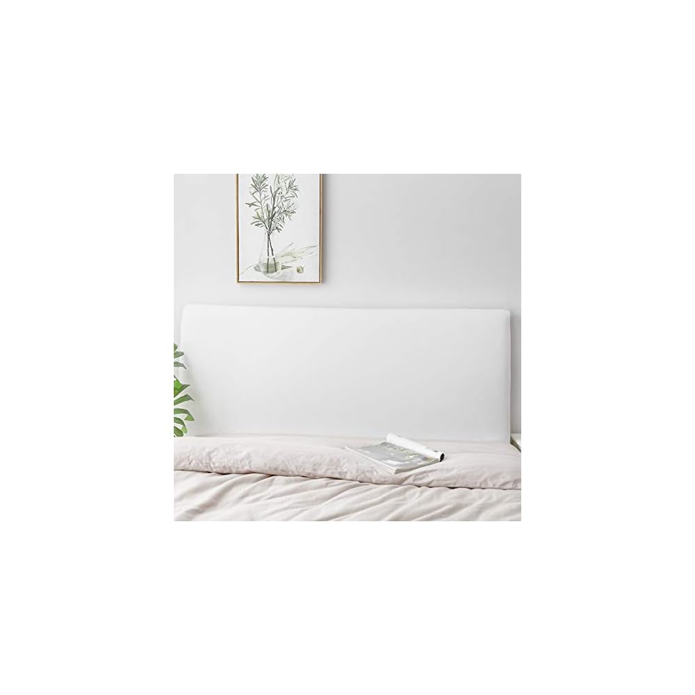 Bett Kopfteil Bezug, Bettkopfteil Hussen, Weicher Strecken Samtstoff Staubdicht, Staubdichte Schutzhülle für gepolsterte Schlafzimmer Kopfteil (Weiss, 180-200 cm（Cal King）)