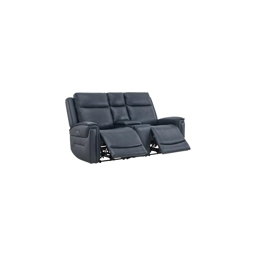 Power Reclining Sofa Loveseat with Console, Blue
