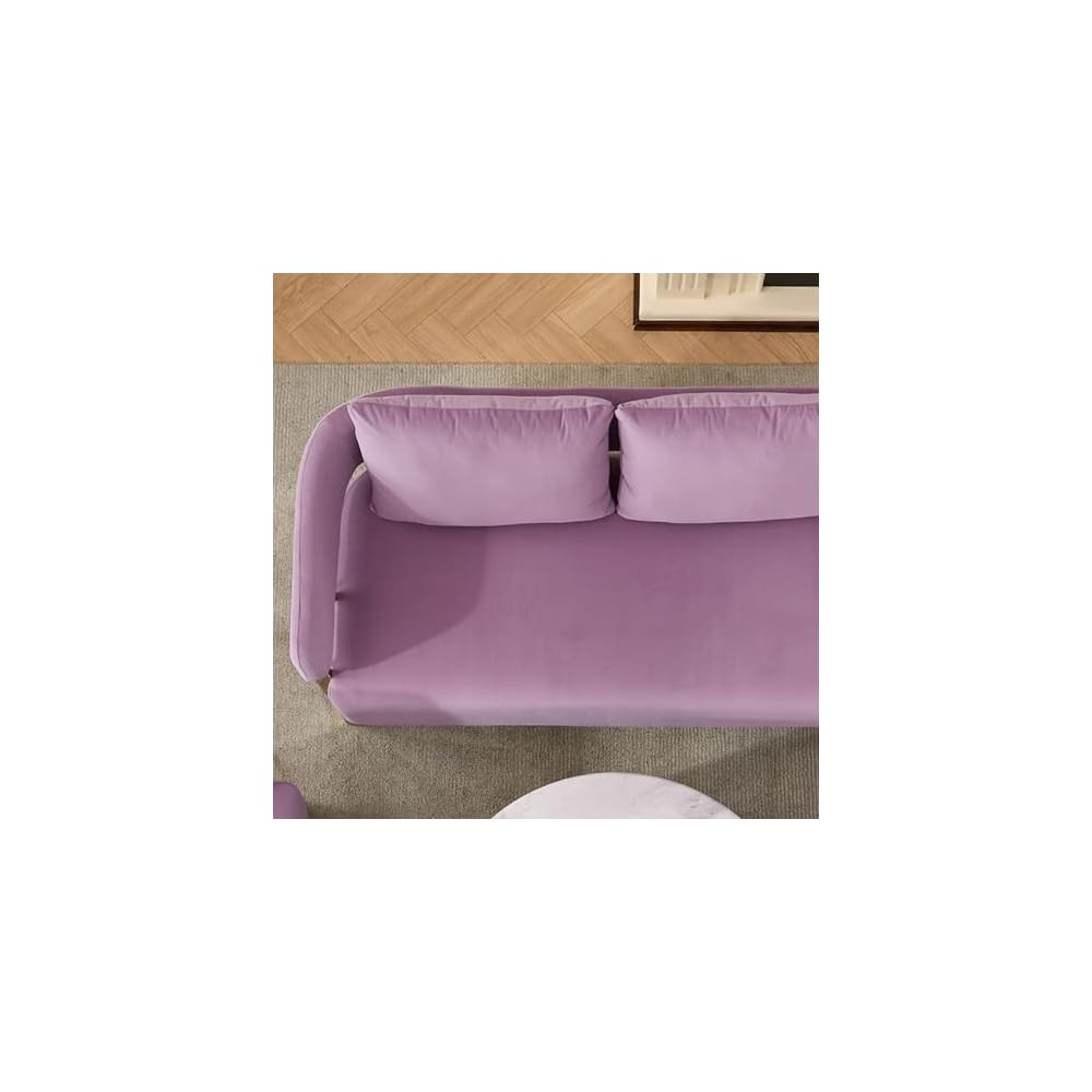 51 Inch Lilac Loveseat Sofa, Teddy Office Love Seat with 2 Pillows for Small Spaces, Small Two Seater Couch with Metal Gold Legs & Side Pockets, Modern Loveseats for Bedroom Living Room (Lilac)
