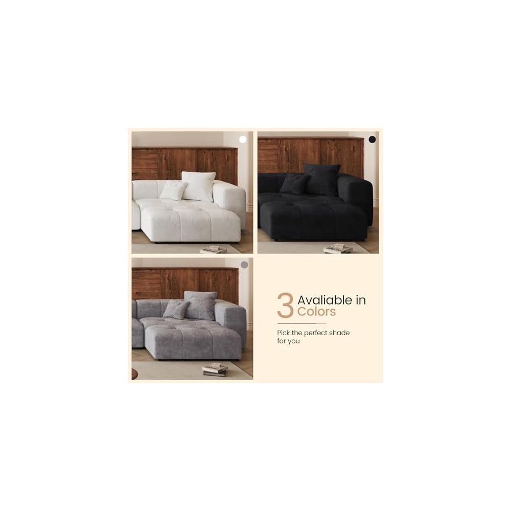 Oversized V Shaped Modular Sectional Sofa, 5-Seat Cloud Couch Breathable Linen Fabric Modern Couches for Living Room/Bedroom/Apartment, Easy Assembly, White
