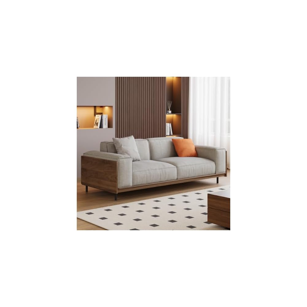 64.56" Mid-Century Modern Grey Fabric Sofa Couch, 2-Seater