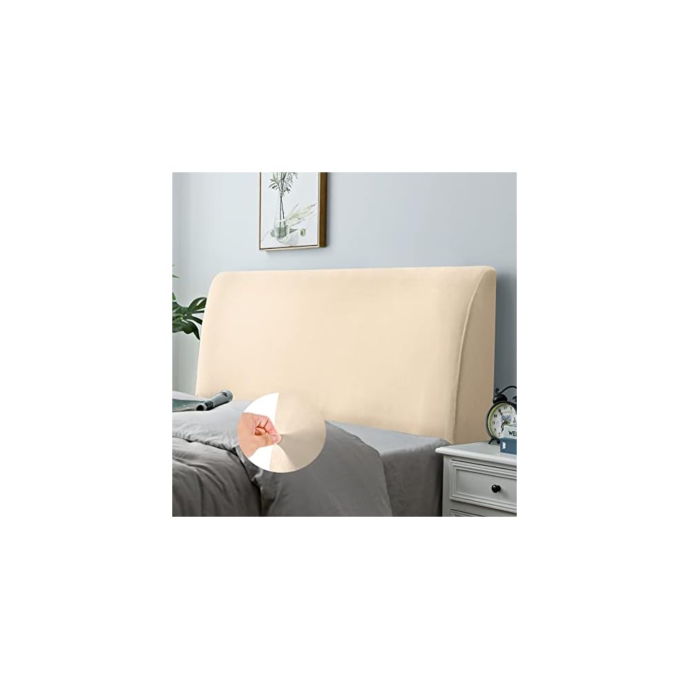 Bett Kopfteil Bezug, Bettkopfteil Hussen, Weicher Strecken Samtstoff Staubdicht, Staubdichte Schutzhülle für gepolsterte Schlafzimmer Kopfteil (Weiss, 180-200 cm（Cal King）)