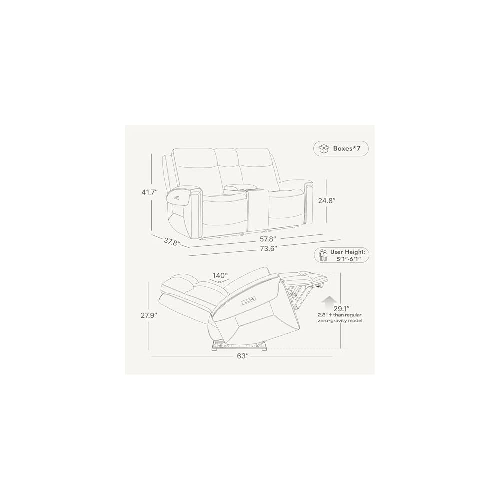 Power Reclining Sofa Loveseat with Console, Blue