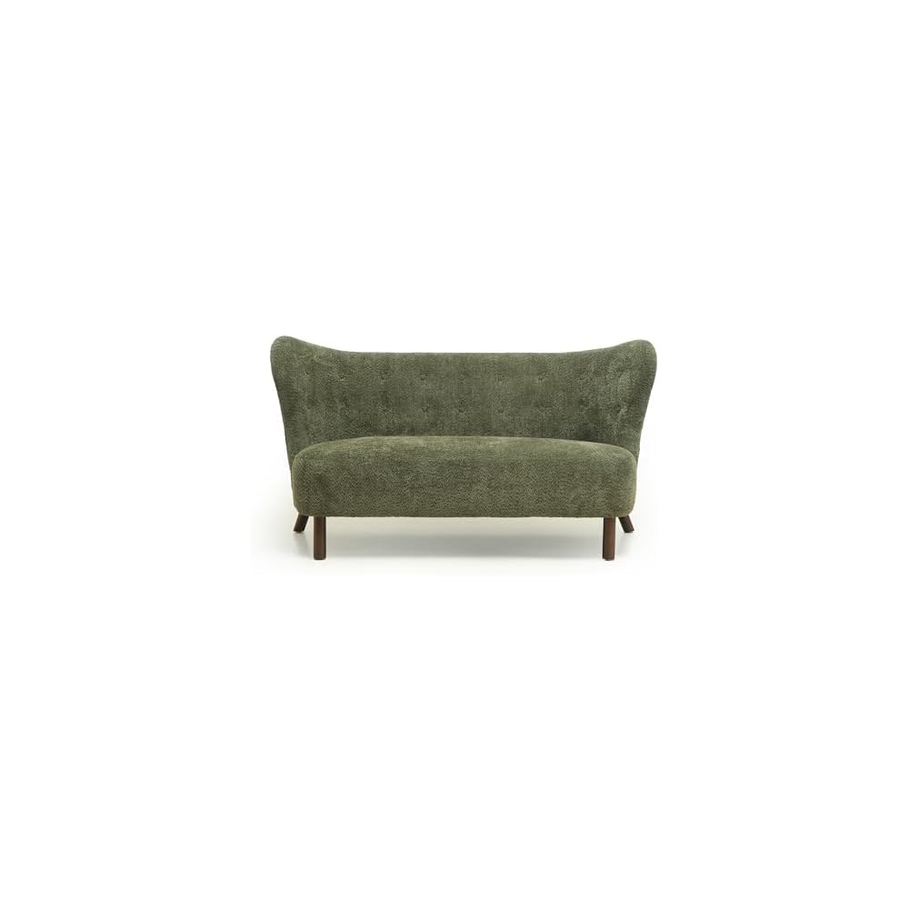 57" Chenille Futon Sofa Loveseat, Nordic Cloud Couch Love Seat with Curved Backrest, Comfy 2 Seater Accent Sofas Chair for Living Study Leisure Room, Easy Assembly, Green