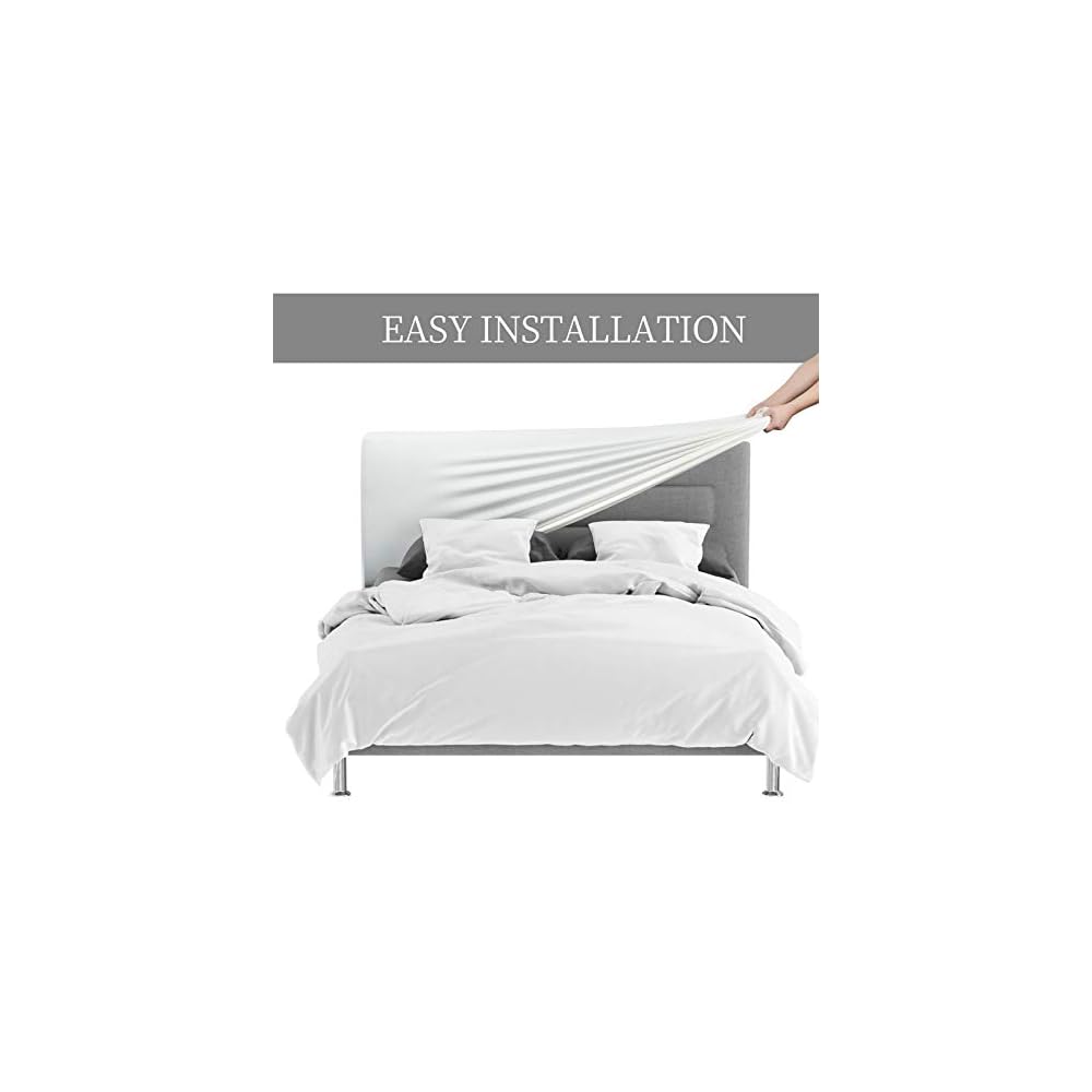 Bett Kopfteil Bezug, Bettkopfteil Hussen, Weicher Strecken Samtstoff Staubdicht, Staubdichte Schutzhülle für gepolsterte Schlafzimmer Kopfteil (Weiss, 180-200 cm（Cal King）)