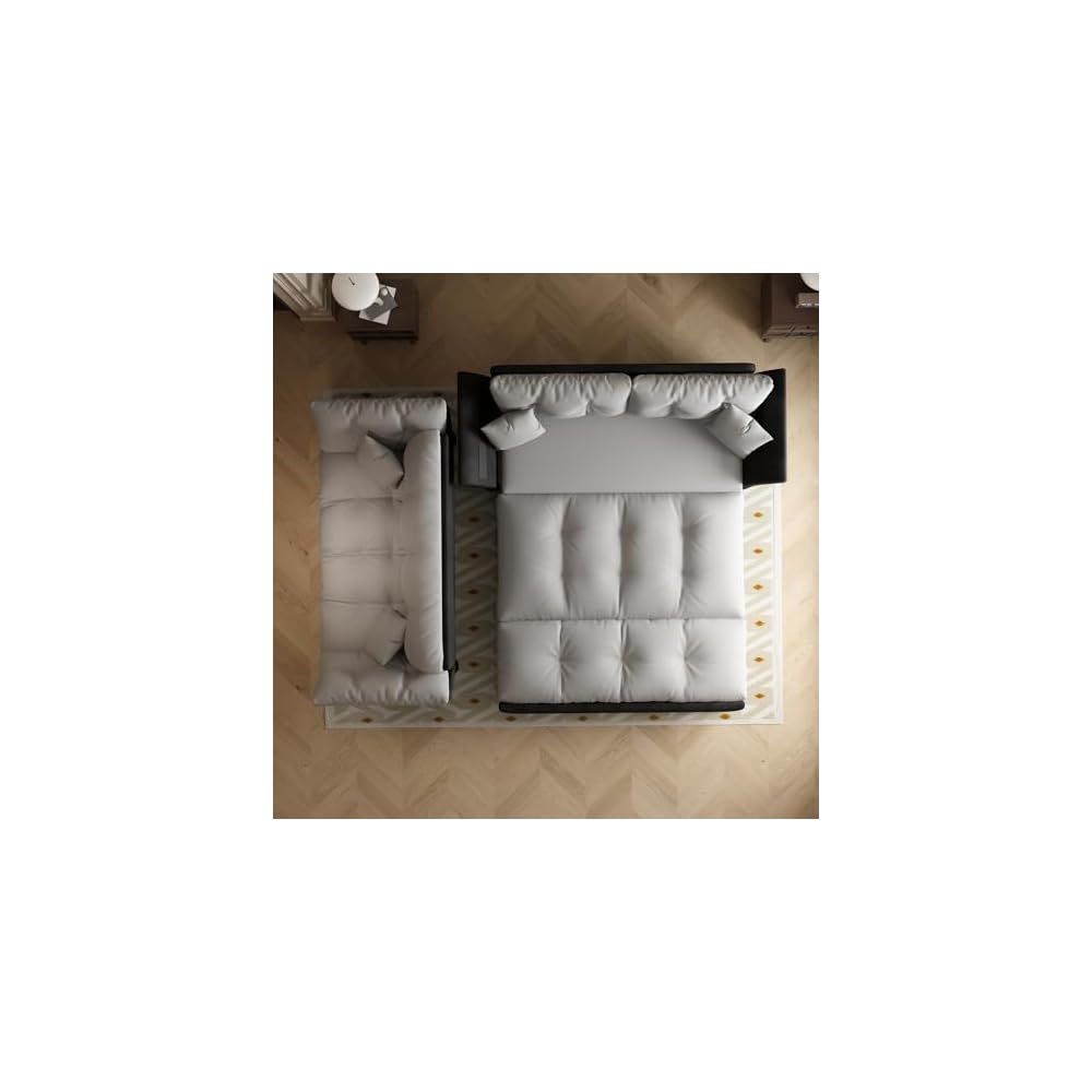 74.8” Queen Pull Out Sofa Bed, 3 in 1 Convertible Sleeper Sofa Futon Pullout Couch, Velvet Tufted Cloud Loveseat with 2 Pillows for Living Room Bedroom Apartment, Grey