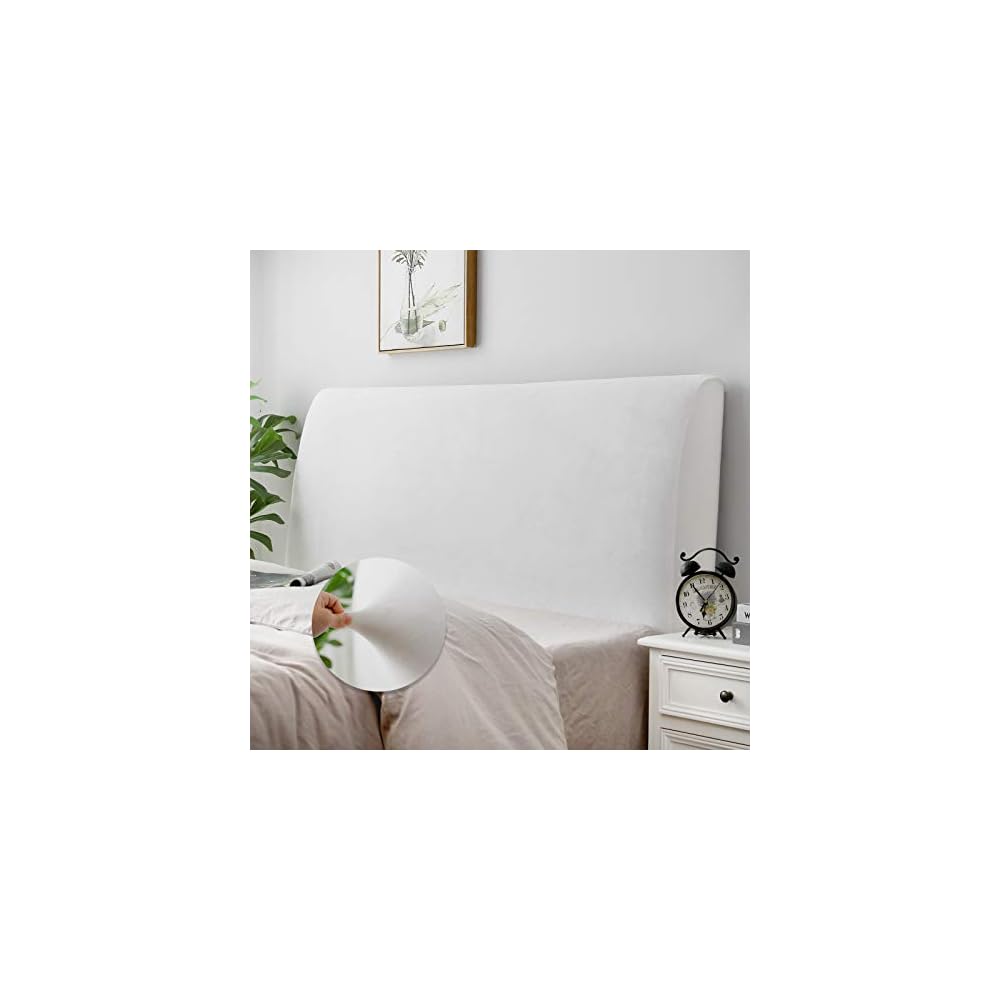 Bett Kopfteil Bezug, Bettkopfteil Hussen, Weicher Strecken Samtstoff Staubdicht, Staubdichte Schutzhülle für gepolsterte Schlafzimmer Kopfteil (Weiss, 180-200 cm（Cal King）)