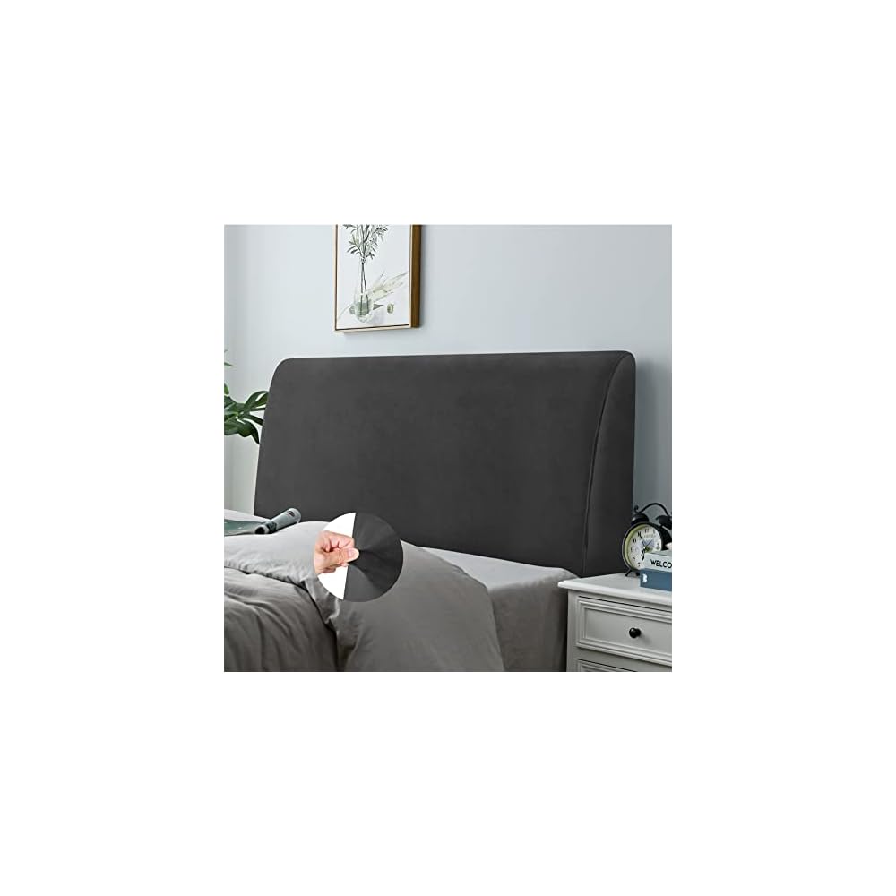 Bett Kopfteil Bezug, Bettkopfteil Hussen, Weicher Strecken Samtstoff Staubdicht, Staubdichte Schutzhülle für gepolsterte Schlafzimmer Kopfteil (Weiss, 180-200 cm（Cal King）)