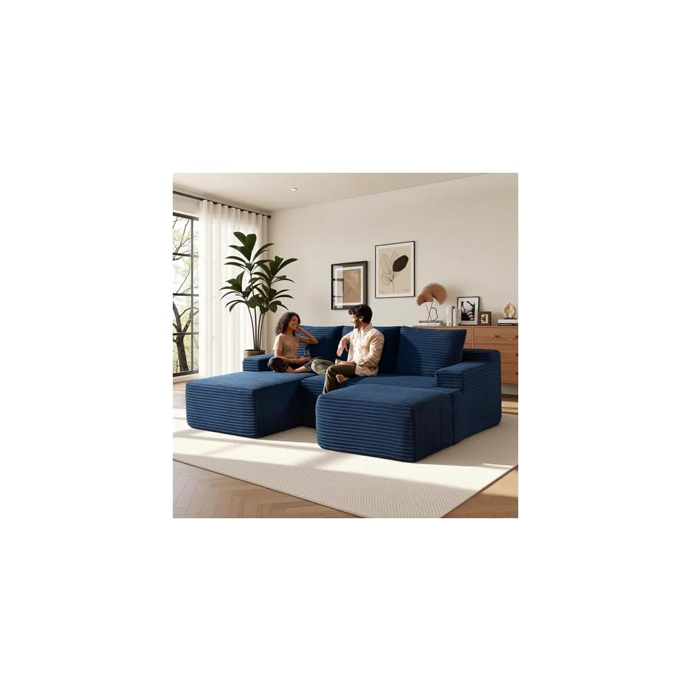 Boneless Couch Comfy Sectional Couches for Living Room,U Shaped Modular Cloud Couch Sofa, Minimalist Modular Sectional Sofa with Deep Seat
