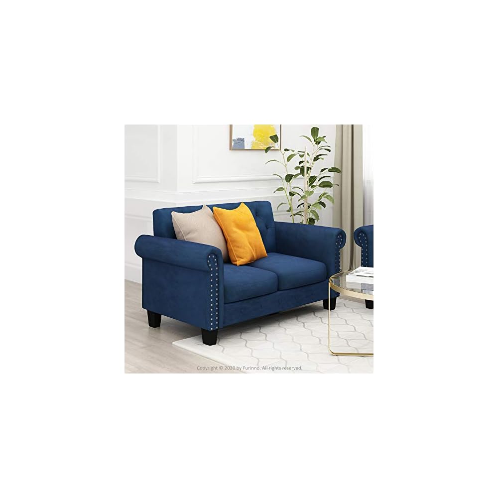 Bastia 2-Seater Loveseat Sofa, 54" Wide, Navy Velvet