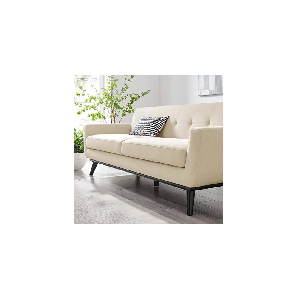 Engage Modern Tufted Back Textured Fabric Sofa in Beige