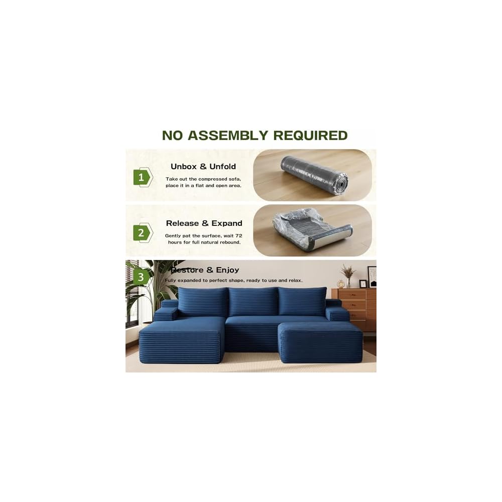 Boneless Couch Comfy Sectional Couches for Living Room,U Shaped Modular Cloud Couch Sofa, Minimalist Modular Sectional Sofa with Deep Seat