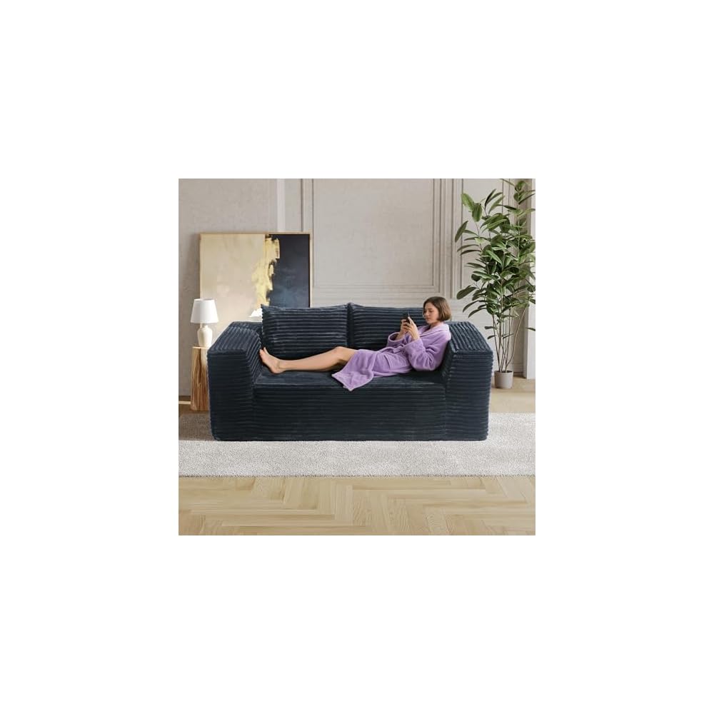 Loveseat Sofa, 71" Boneless Couch with 2 Lumbar Pillows, No Assembly
