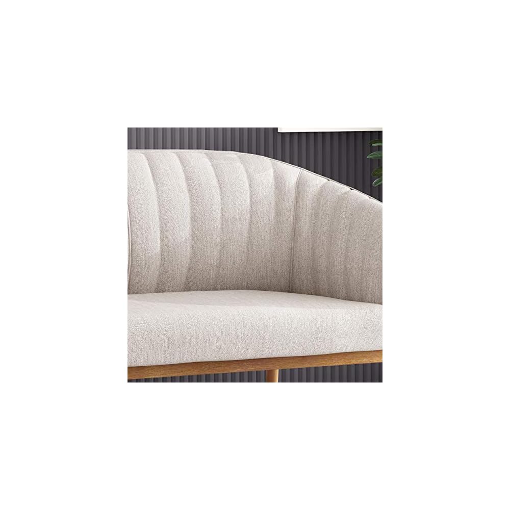 Great Deal Furniture Noble House Galena Mid-Century Fabric Loveseat in Beige