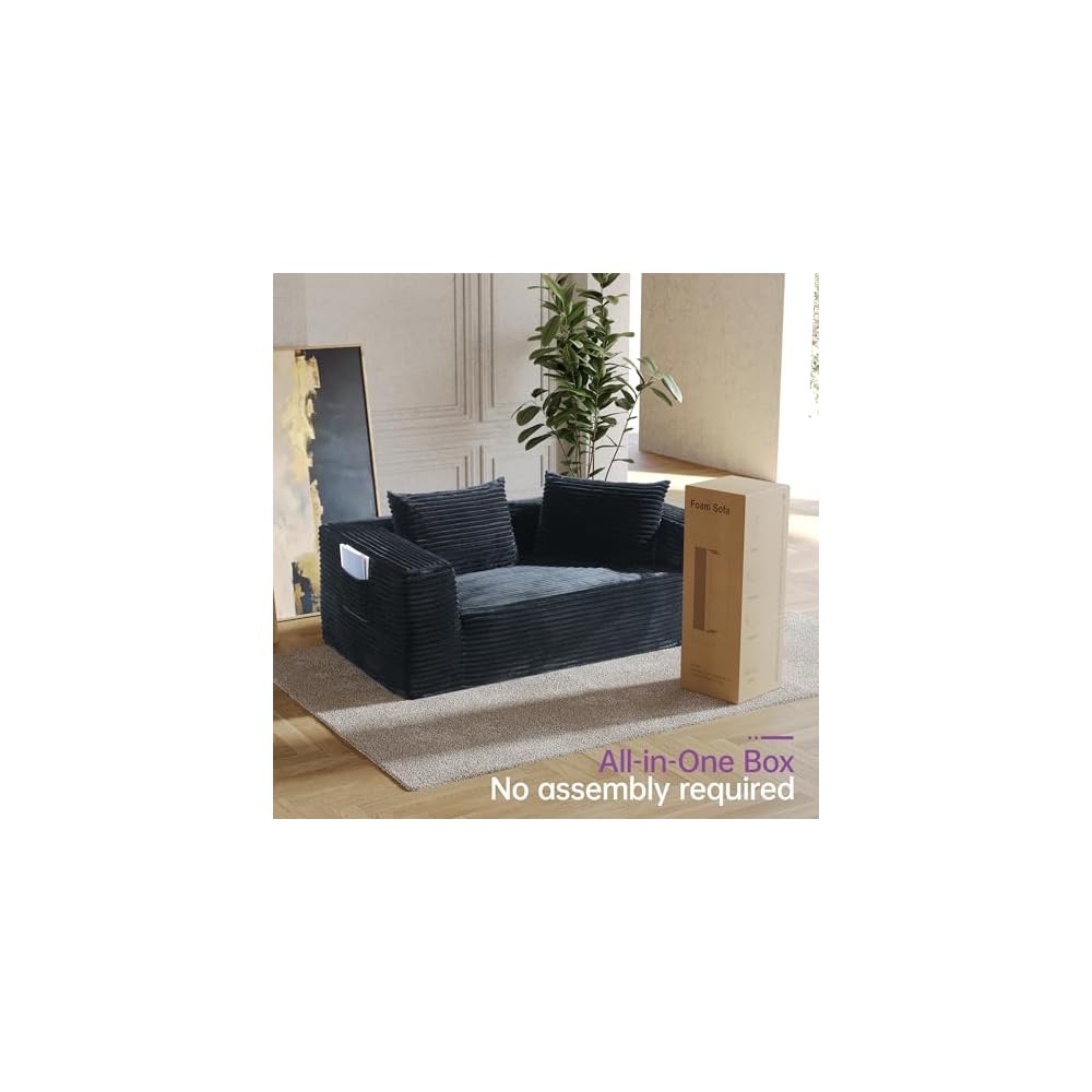 Loveseat Sofa, 71" Boneless Couch with 2 Lumbar Pillows, No Assembly