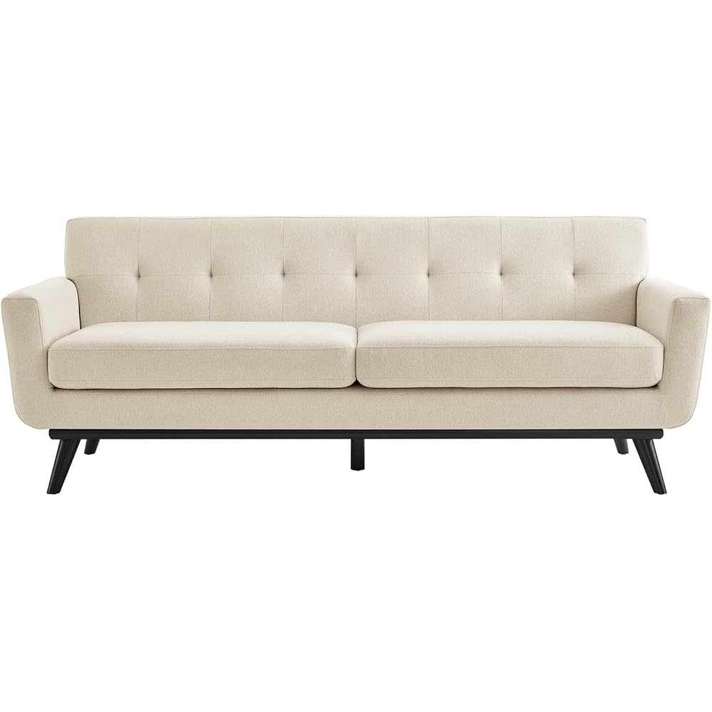 Engage Modern Tufted Back Textured Fabric Sofa in Beige