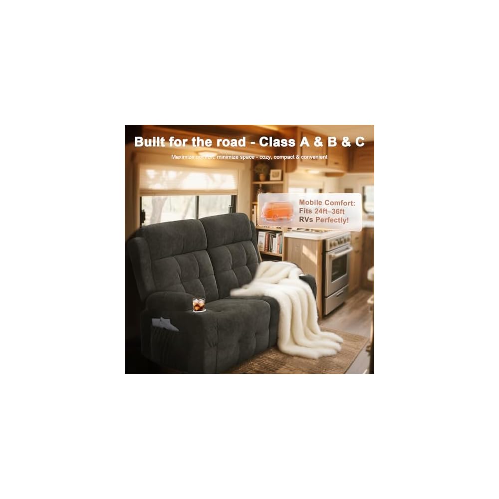 Loveseat Recliner, Oversized Reclining Loveseat, Massage Reclining Sofa With USB & Type C Port & Storage & Cup Holders, Recliner Couch, RV Wall Hugger Recliners Loveseats for Living Room & RV Camper