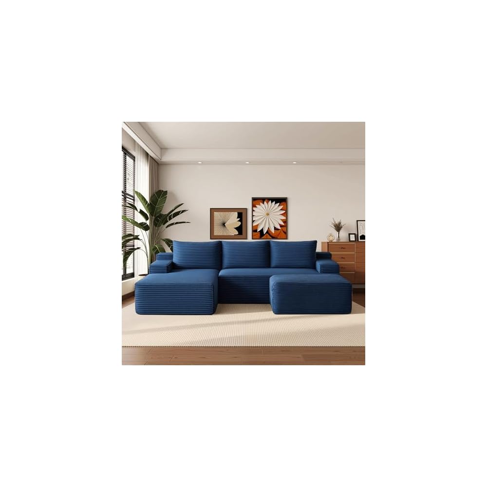Boneless Couch Comfy Sectional Couches for Living Room,U Shaped Modular Cloud Couch Sofa, Minimalist Modular Sectional Sofa with Deep Seat