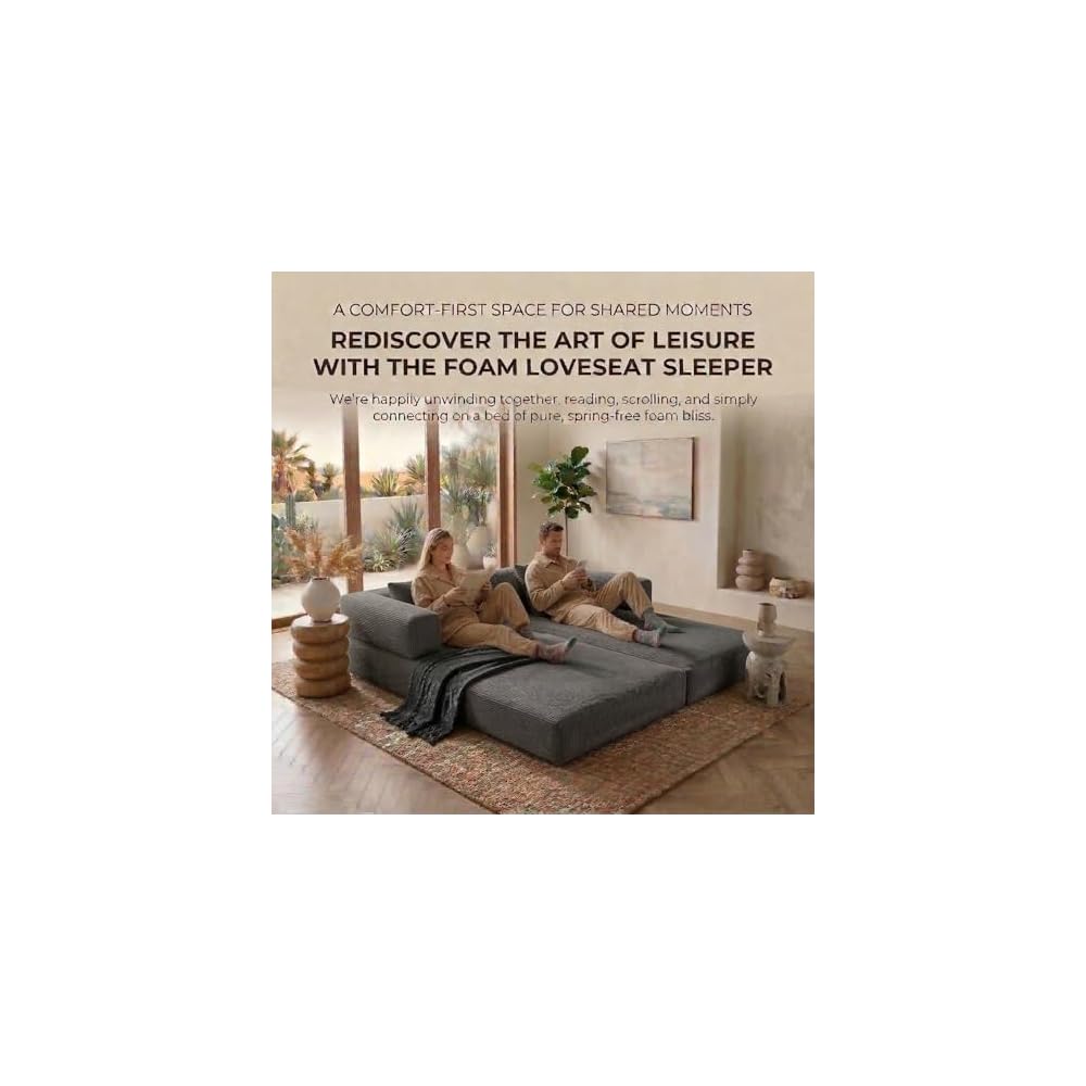 79" Convertible Sofa Bed, 4-in-1 Corduroy Boneless Futon Couch, Folding Sleeper Sofa, No Assembly Floor Couch for Living Room, Bedroom, Apartment, Grey