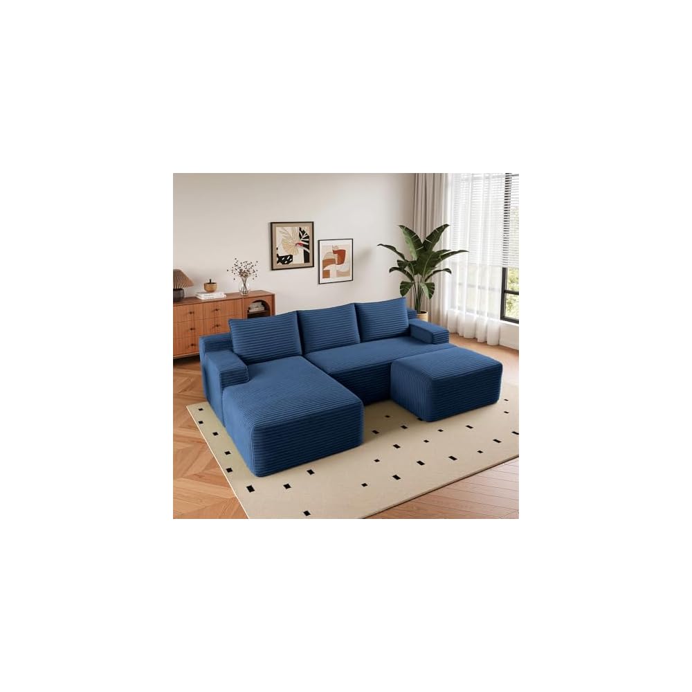 Boneless Couch Comfy Sectional Couches for Living Room,U Shaped Modular Cloud Couch Sofa, Minimalist Modular Sectional Sofa with Deep Seat