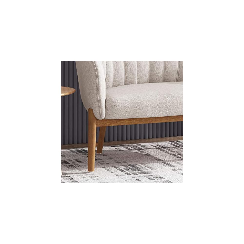 Great Deal Furniture Noble House Galena Mid-Century Fabric Loveseat in Beige