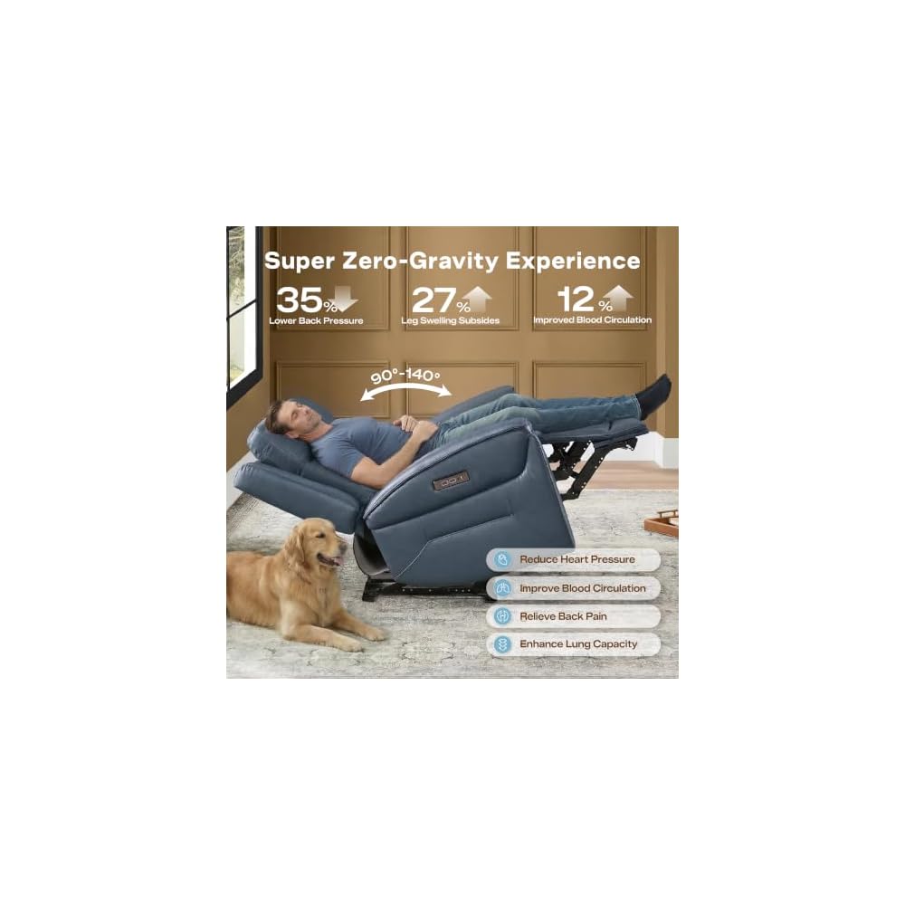 Power Reclining Sofa Loveseat with Console, Blue