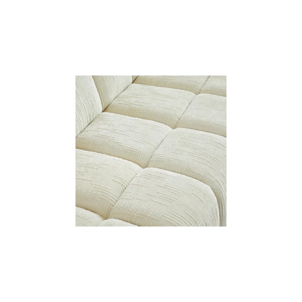 86.5" Boneless Sofa Couch with Extra Deep Seats, Comfy Tufted Fabric 3 Seater Couch for Living Room Modern Compression Foam Love Seat Upholstered Oversized Cloud Sofa,No Assembly (Beige)