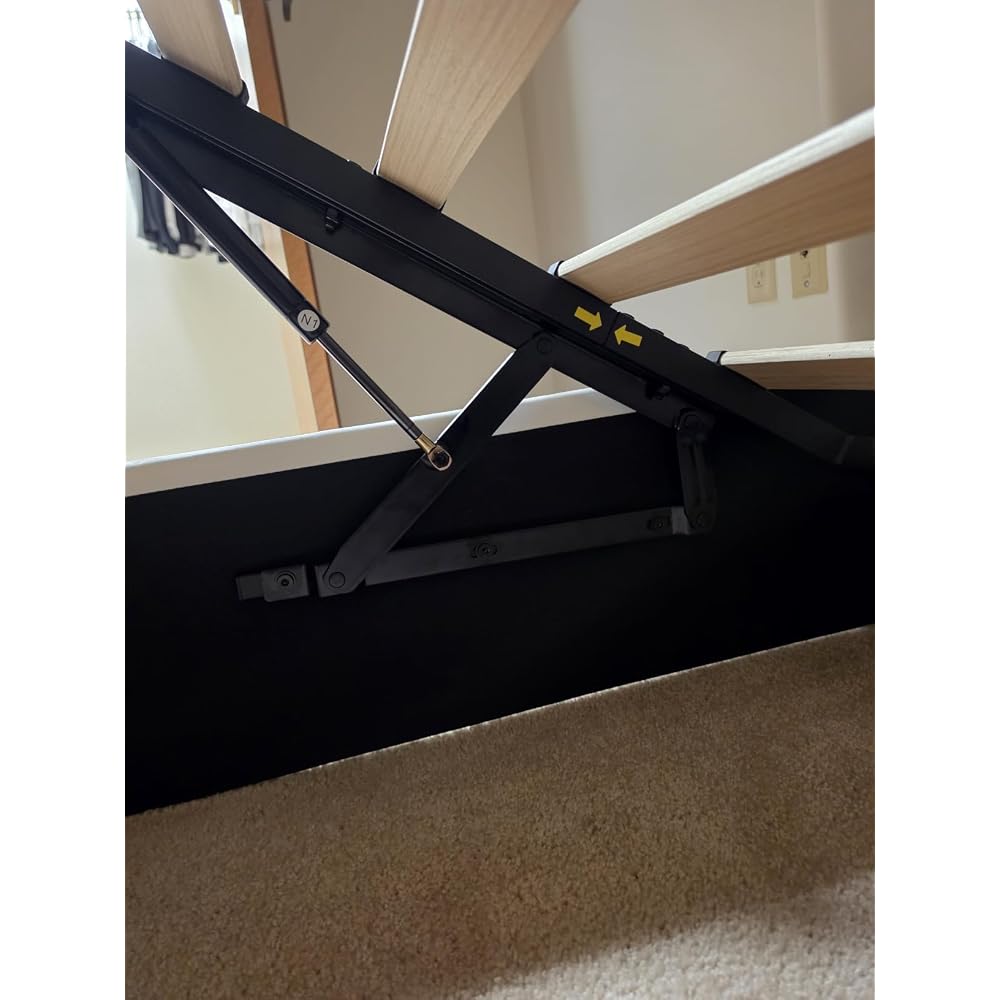Queen Size Lift Up Hydraulic Storage Bed Frame Light Beige