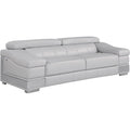 Salerno Modern Contemporary Top Grain Italian Leather Living Room Sofa, Rhino Gray