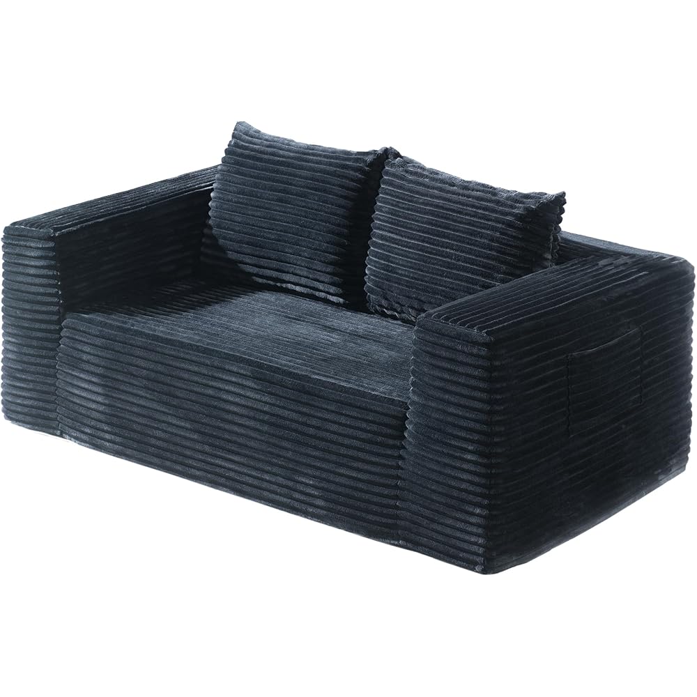 Loveseat Sofa, 71" Boneless Couch with 2 Lumbar Pillows, No Assembly