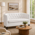Emma Faux Leather Loveseat Sofa - Tufted Barrel- White