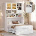 Murphy Bed with Large Storage, LED Light, Charging Station (Queen)