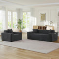 2 Piece Upholstered Sofa Set, 3-Seater Corduroy Cloud Couch & Arm Chair with Cup Holders & Side Pocket, Comfy Boneless Couch, Compressed Sofa for Living Room, Bedroom(Grey, 43.3" W+80.7" W)