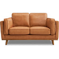 Valencia Artisan Full Leather Loveseat Sofa 66” - Pure Full Italian Nappa Leather Couch, Solid Wood Accent, Ultimate Comfort, Cognac Tan