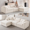 109" Boneless Cloud Couch Sectional for Living Room, Oversized Modular L Shaped Sofa with Ottoman, Deep Seat Chenille Sectional Couch for Cloud-Like Comfort (Creamy White)