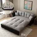 74.8” Queen Pull Out Sofa Bed, 3 in 1 Convertible Sleeper Sofa Futon Pullout Couch, Velvet Tufted Cloud Loveseat with 2 Pillows for Living Room Bedroom Apartment, Grey